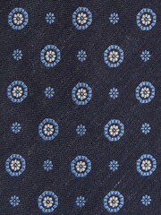 Reiss Navy Orvieto Cotton Silk Medallion Design Tie - Image 4 of 4