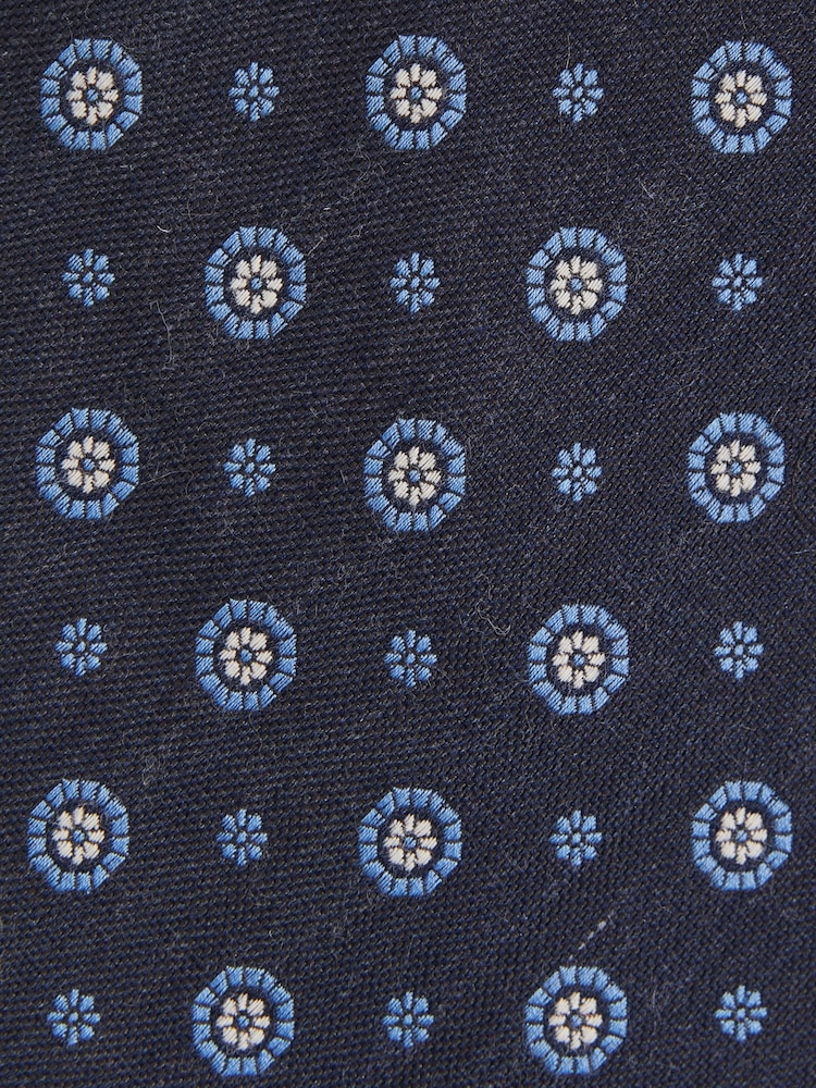 Reiss Navy Orvieto Cotton Silk Medallion Design Tie - Image 4 of 4