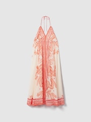 Reiss Coral Delilah Printed Ruched Waist Midi Dress - Image 2 of 6