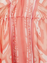 Reiss Coral Delilah Printed Ruched Waist Midi Dress - Image 6 of 6