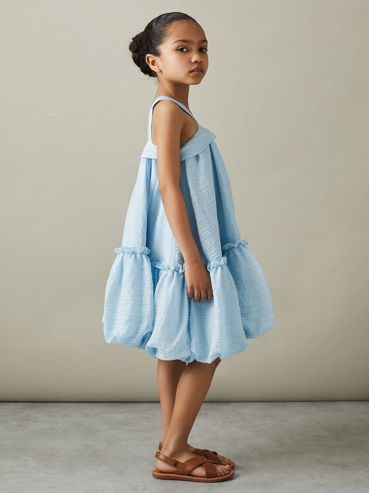 Reiss Blue Emeri 4-9 yrs Seersucker Bubble Hem Dress - Image 1 of 4
