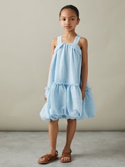 Reiss Blue Emeri 4-9 yrs Seersucker Bubble Hem Dress - Image 3 of 4