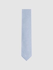Reiss Sky Blue Melange Vitali Linen Tie - Image 1 of 5