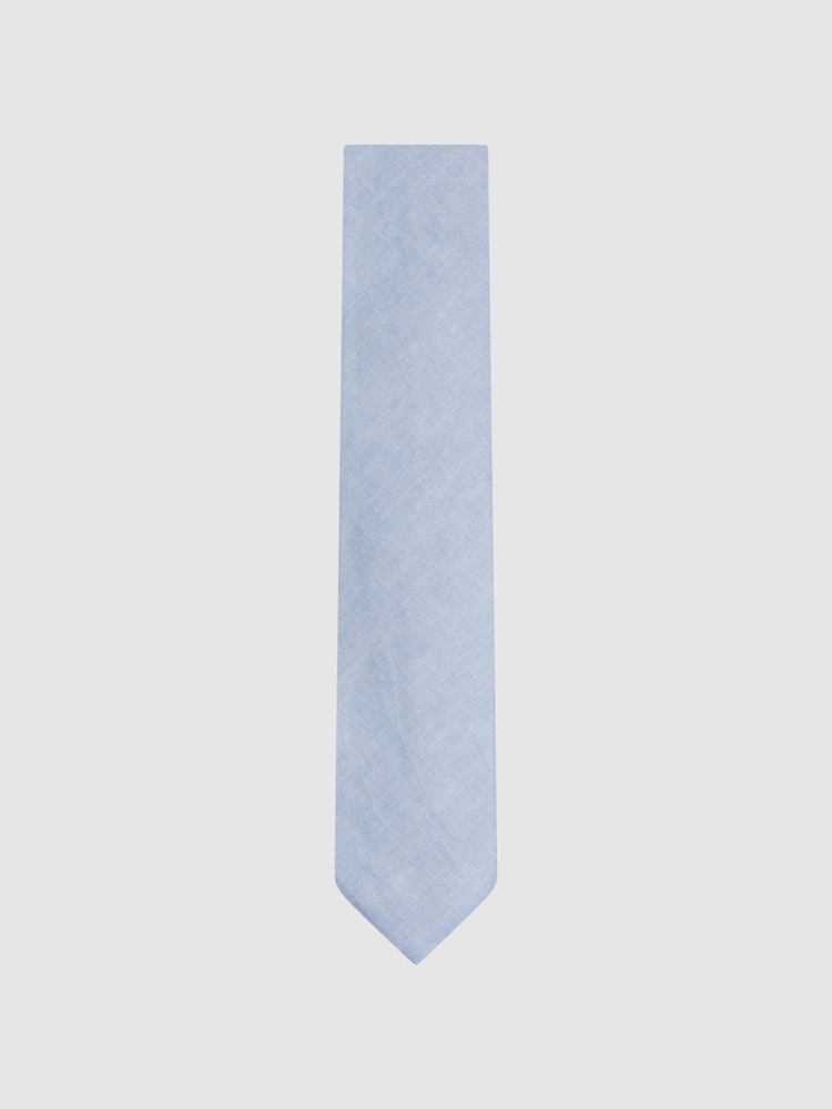 Reiss Sky Blue Melange Vitali Linen Tie - Image 1 of 5 Reiss Sky Blue Melange Vitali Linen Tie - Image 1 of 5