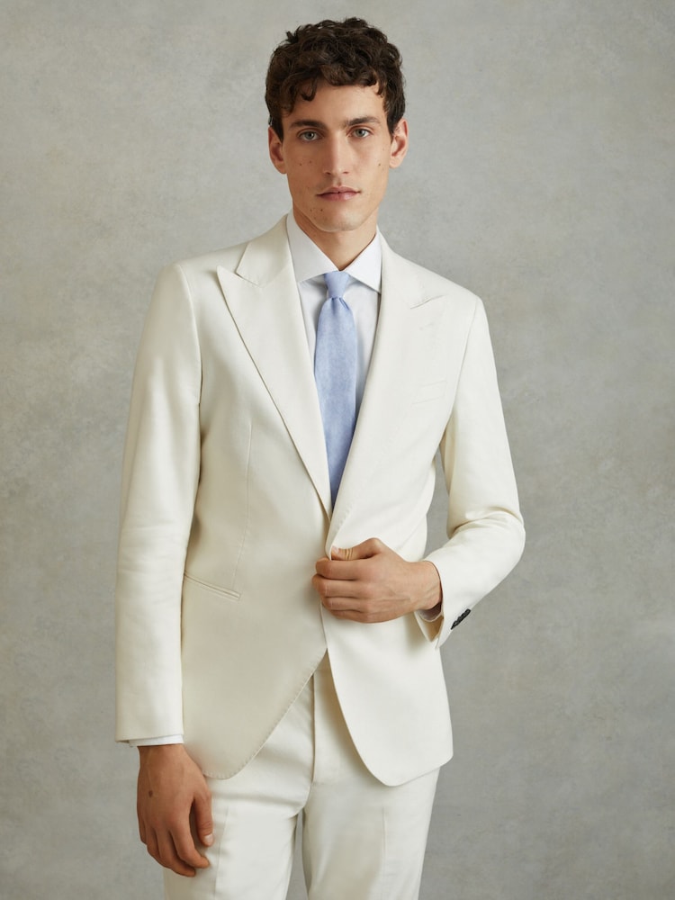 Reiss Sky Blue Melange Vitali Linen Tie - Image 2 of 5 Reiss Sky Blue Melange Vitali Linen Tie - Image 2 of 5
