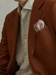 Reiss Oatmeal/Lilac Capo Silk Reversible Pocket Square - Image 2 of 5