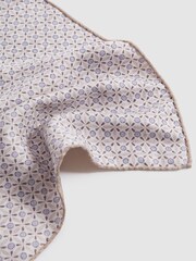 Reiss Oatmeal/Lilac Capo Silk Reversible Pocket Square - Image 4 of 5