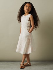 Reiss Ivory Cassie 4-9 yrs Embroidered Lace Dress - Image 1 of 5