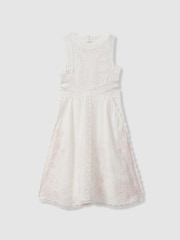 Reiss Ivory Cassie 4-9 yrs Embroidered Lace Dress - Image 2 of 5