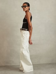 Reiss Black/Camel Kiki Knitted Crochet Trim Vest - Image 1 of 6