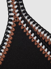 Reiss Black/Camel Kiki Knitted Crochet Trim Vest - Image 6 of 6