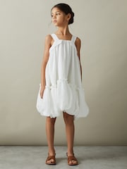 Reiss Ivory Emeri 13-14 yrs Seersucker Bubble Hem Dress - Image 2 of 5