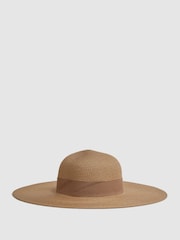 Reiss Natural Emma Wide Brim Raffia Hat - Image 1 of 4