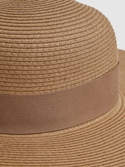 Reiss Natural Emma Wide Brim Raffia Hat - Image 4 of 4