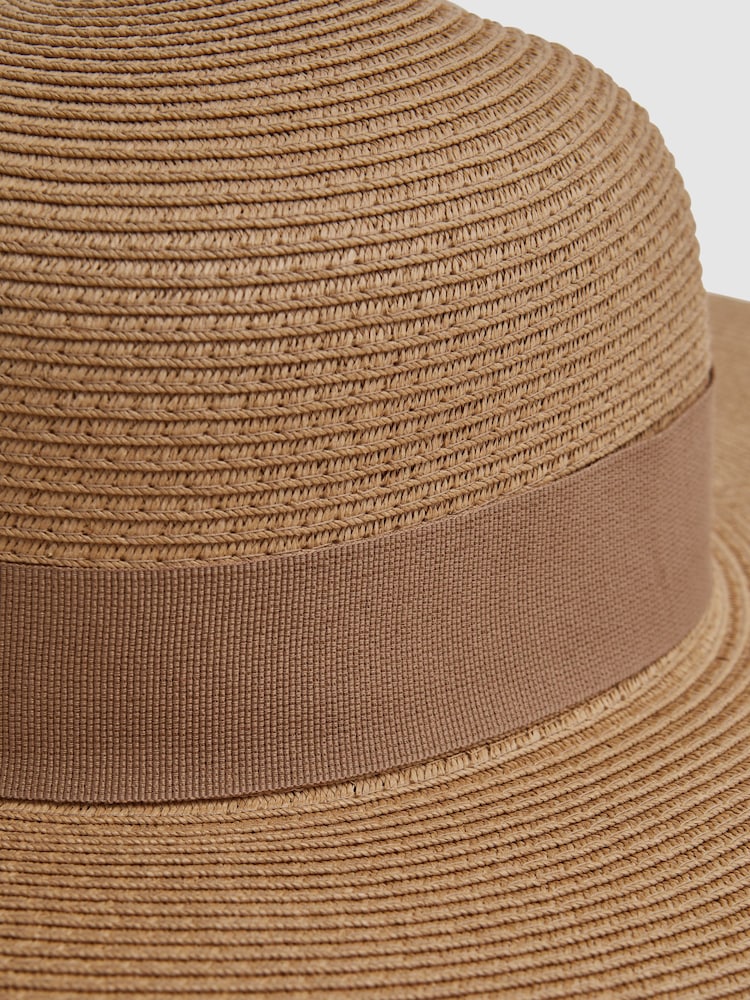 Reiss Natural Emma Wide Brim Raffia Hat - Image 4 of 4