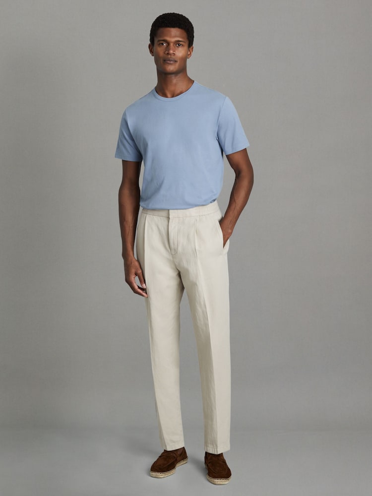 Reiss Reef Blue Melrose Cotton Crew Neck T-Shirt - Image 1 of 6
