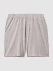 Reiss Silver Conor Ribbed Elasticated Waist Shorts - Image 2 of 6