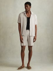 Reiss Silver Conor Ribbed Elasticated Waist Shorts - Image 3 of 6