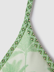 Reiss Green/Cream Thia Palm Tree Print Bikini Top - Image 6 of 6