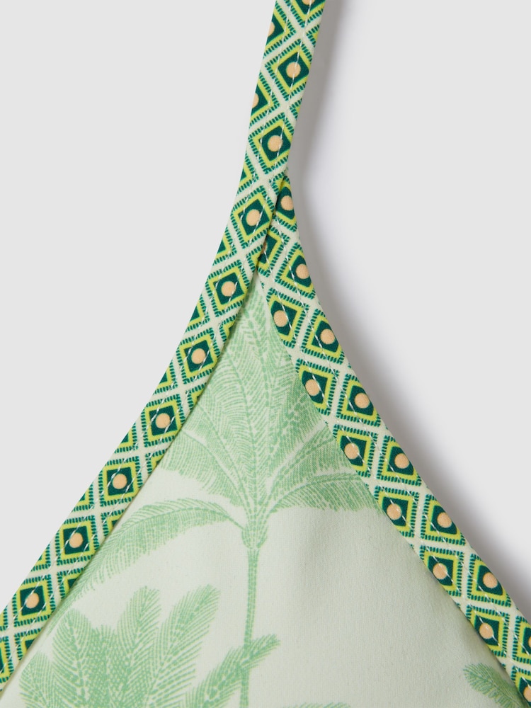 Reiss Green/Cream Thia Palm Tree Print Bikini Top - Image 6 of 6
