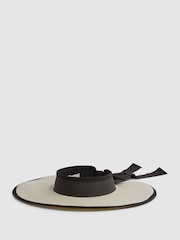 Reiss Natural Kylie Oversized Raffia Visor - Image 1 of 4