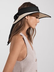 Reiss Natural Kylie Oversized Raffia Visor - Image 2 of 4