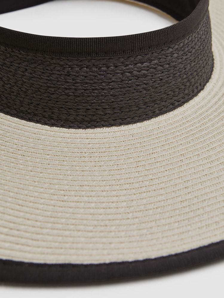 Reiss Natural Kylie Oversized Raffia Visor - Image 4 of 4
