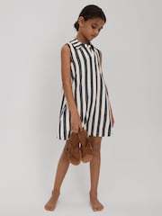 Reiss Ivory Print Felicia 9-13 yrs Towelling Open Collar Dress - Image 1 of 4