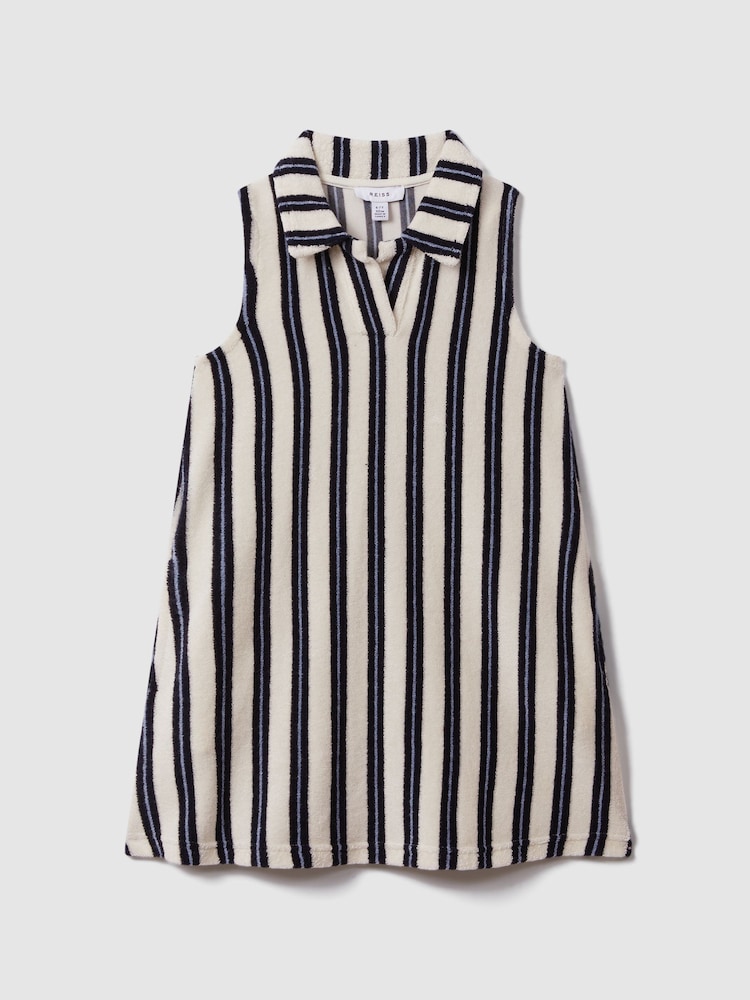 Reiss Ivory Print Felicia 9-13 yrs Towelling Open Collar Dress - Image 2 of 4