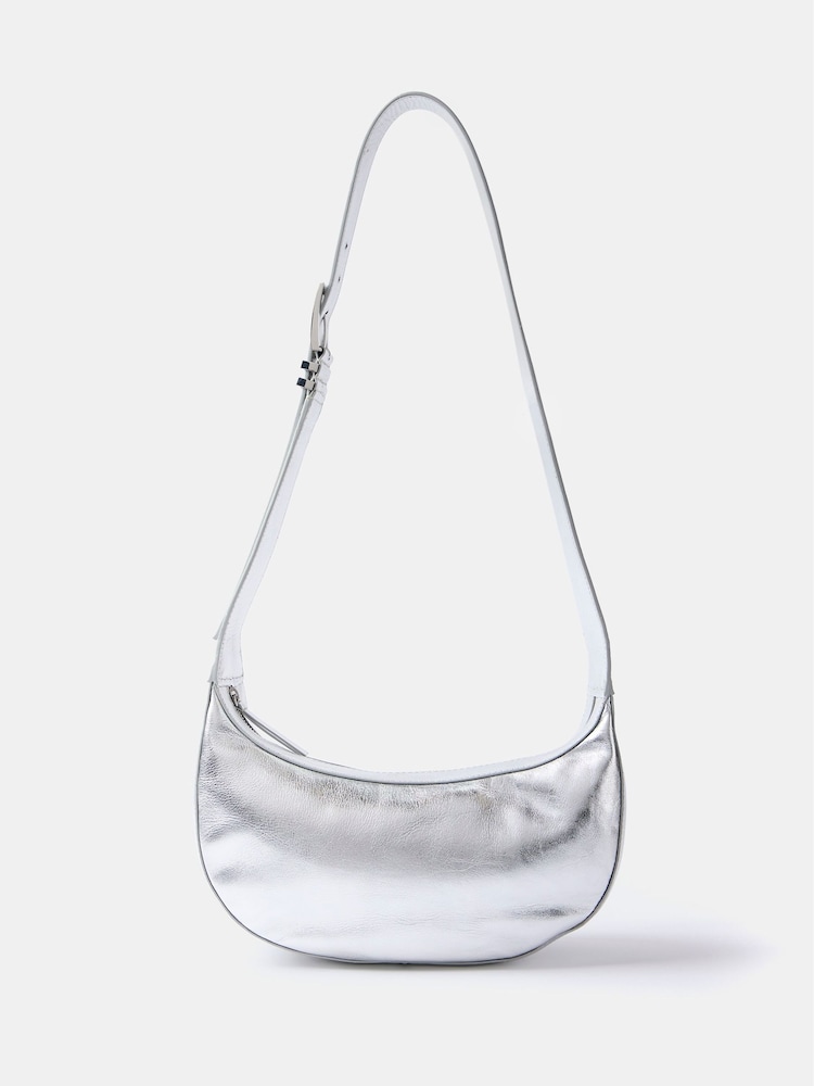 Mint Velvet Silver Leather Cross-Body Bag - Image 2 of 3