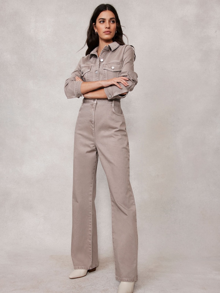 Mint Velvet Cream Denim Jumpsuit - Image 1 of 4
