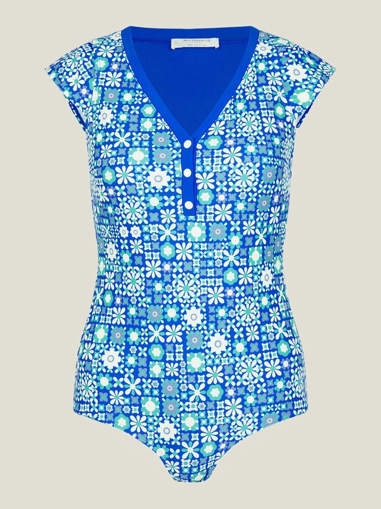 Accessorize Blue Retro Tiles Swimsuit - Image 4 of 4