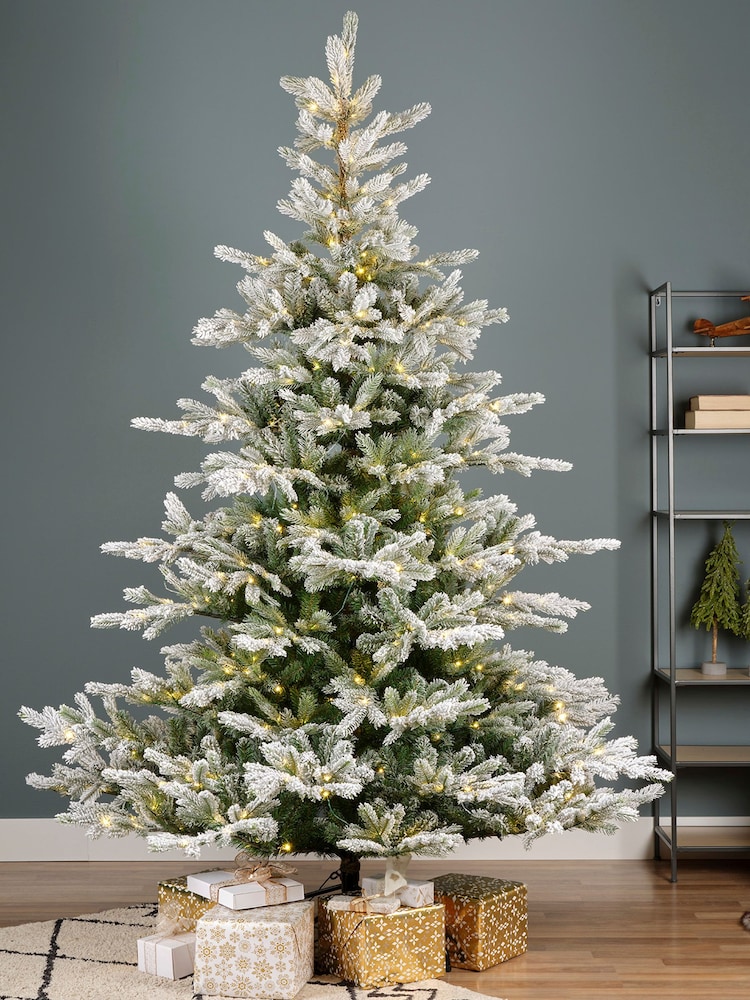 Everlands Green/White Pre Lit Micro LED Grandis Fir Snowy Christmas 7ft Tree - Image 1 of 6