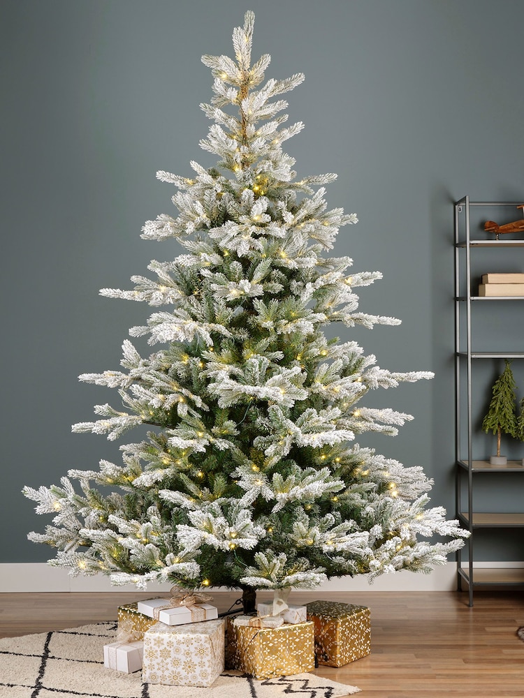 Everlands Green/White Pre Lit Micro LED Grandis Fir Snowy Christmas 8ft Tree - Image 1 of 6