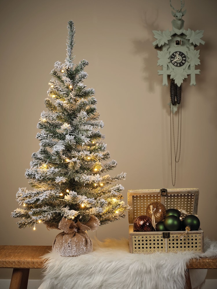 Everlands Green 3ft Pre Lit LED Imperial Pine Snowy Mini Christmas Tree - Image 1 of 2