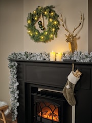 Everlands Green Imperial Pre Lit LED Snowy Indoor Christmas Garland - Image 1 of 3