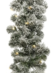 Everlands Green Imperial Pre Lit LED Snowy Indoor Christmas Garland - Image 2 of 3