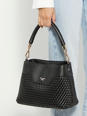 Dune London Black Dinidelphie Medium Woven Grab Bag - Image 6 of 6