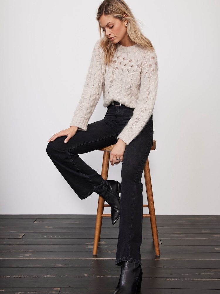 Mint Velvet Black Twisted Wide Jeans - Image 1 of 4 Mint Velvet Black Twisted Wide Jeans - Image 1 of 4