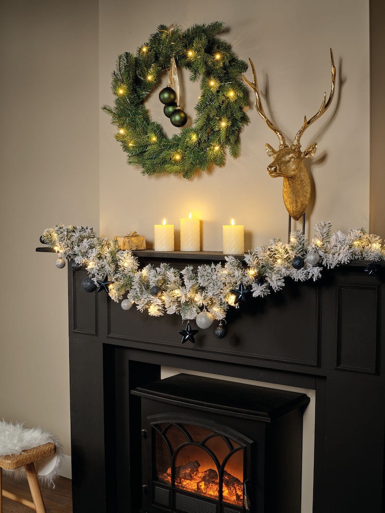 Everlands Green Imperial 180cm Pre Lit LED Decorated Christmas Garland - Image 1 of 2