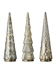 Everlands Set of 3 Silver Lumineo Light Up Glass Christmas Trees Decorations - Image 2 of 2