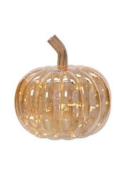 Everlands Orange Lumineo Decorative Glass Pumpkin Pre Lit Micro LED battery Operated - Image 2 of 2