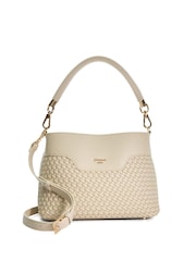 Dune London Cream Dinidelphie Medium Woven Grab Bag - Image 3 of 6