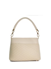 Dune London Cream Dinidelphie Medium Woven Grab Bag - Image 4 of 6