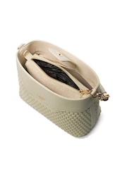 Dune London Cream Dinidelphie Medium Woven Grab Bag - Image 5 of 6