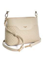 Dune London Cream Dinidelphie Medium Woven Grab Bag - Image 6 of 6