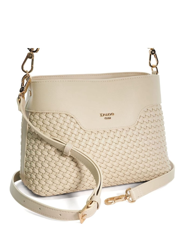Dune London Cream Dinidelphie Medium Woven Grab Bag - Image 6 of 6