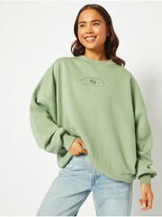 Skinnydip Oversized Green Mind Your Own Vibe Sweatshirt - Image 1 of 5