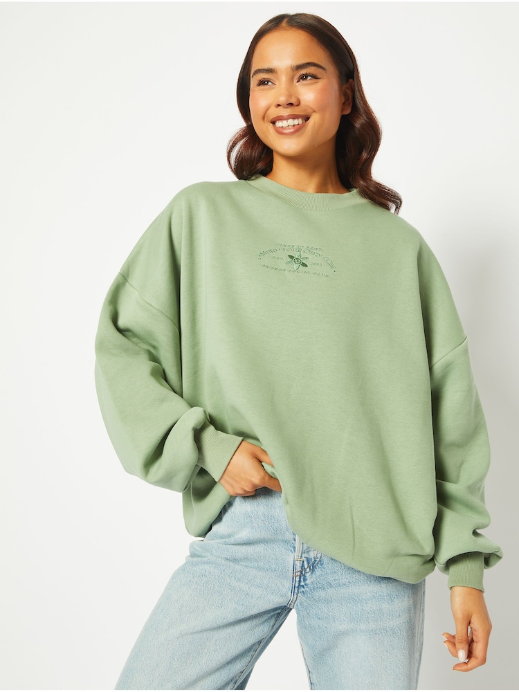 Skinnydip Oversized Green Mind Your Own Vibe Sweatshirt - Image 1 of 5 Skinnydip Oversized Green Mind Your Own Vibe Sweatshirt - Image 1 of 5