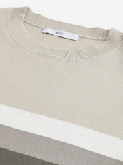 Neutral 100% Cotton Horizontal Stripe Crew Jumper - Image 7 of 8